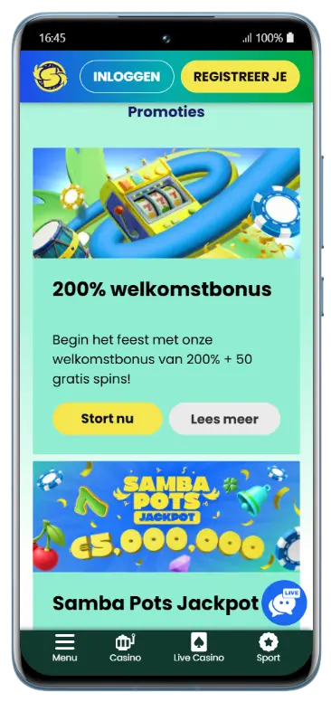 Samba Slots bonussen en promoties